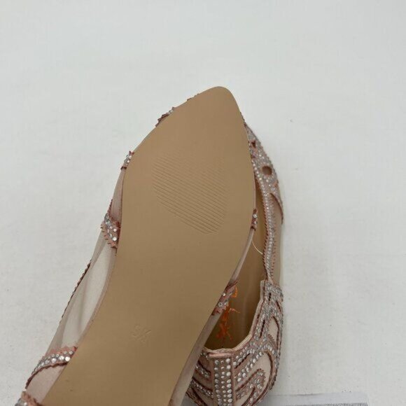 XYD Women Elegant Pointed Toe Rhinestone Flats Mesh Slip On Low Heel Crystal - Picture 6 of 8